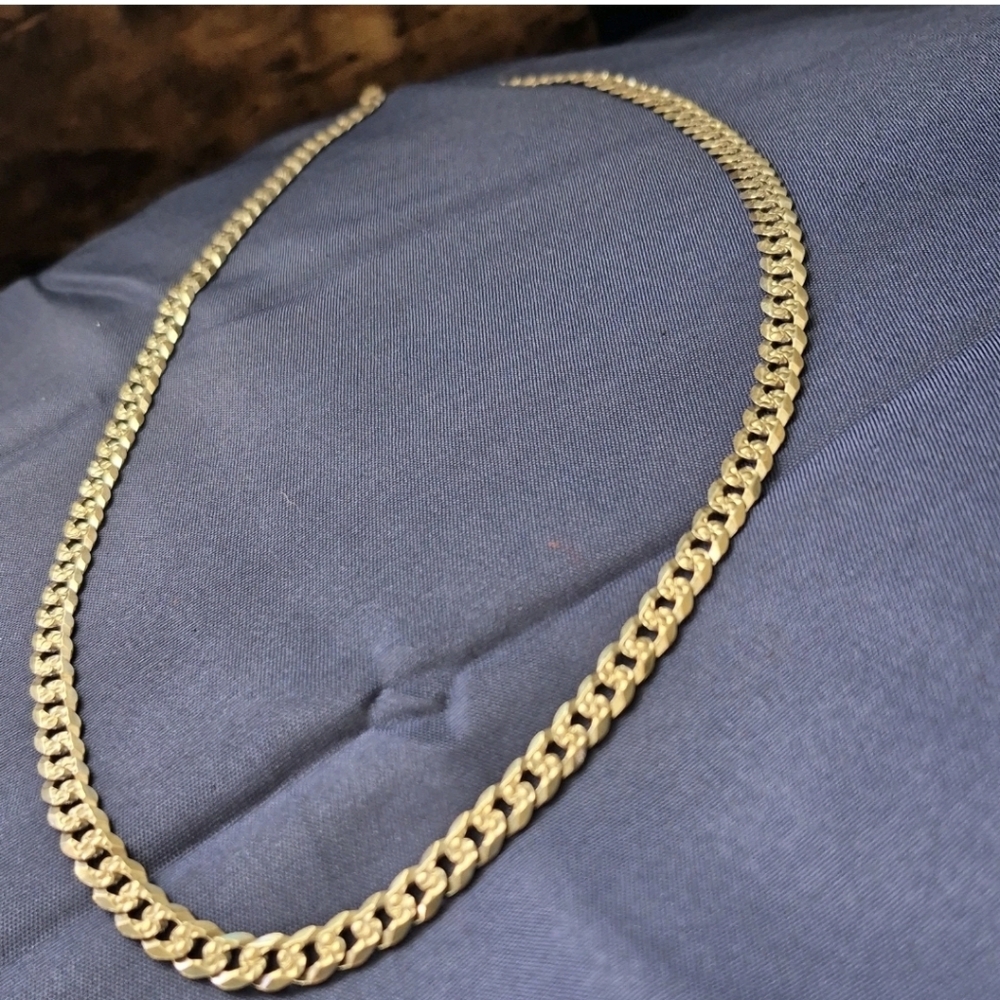Diamond-Cut Curb Chain Necklace 7mm 100% Repurposed Solid Sterling Silver 22"